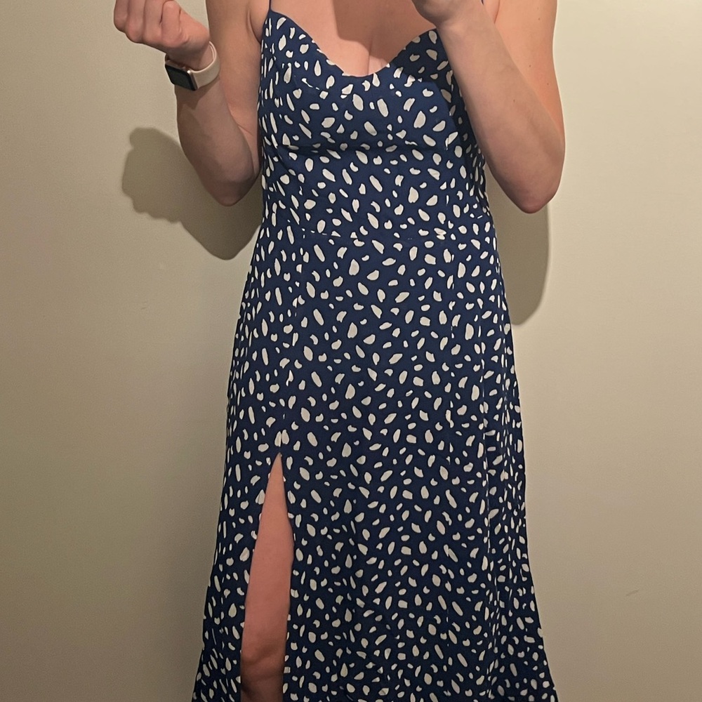 Reformation Blue White Juliette Dress Size 10 - Picture 7 of 7
